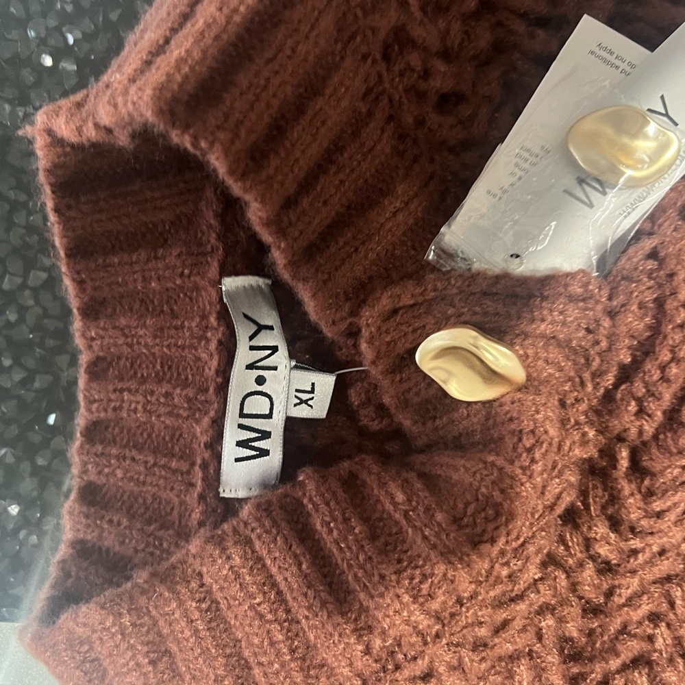 WD.NY Chocolate Knit Sweater with Cream Buttons - Picture 4 of 6